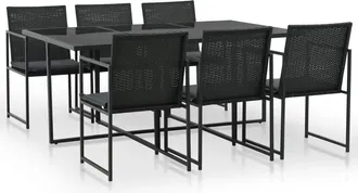 vidaXL Vidaxl - Set Da Pranzo Da Giardino 7 Pz Con Cuscini In Polyrattan Nero