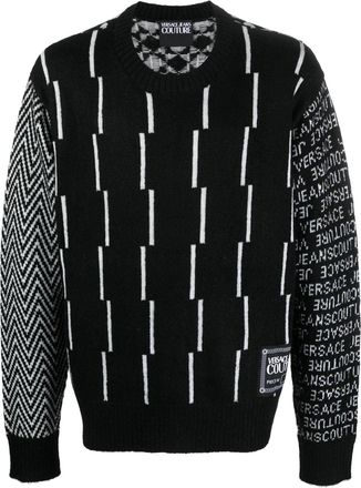 Versace Jeans Couture geometric intarsia-knit jumper - men - Acrylic/Mohair/Wool/Polyester/Polyamide - L - Black