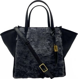 Kempton & Co. Shearling Mini Tote In Stone