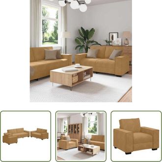 vidaXL vidaXL Divano in velluto - Set di Divani 3 pz con Cuscini Marrone in Velluto