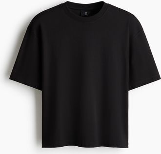 H&M T-Shirt in Oversized Fit - Schwarz