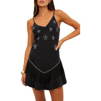 Beach Riot Rowan Beaded Star Detail Cover-Up Minidress in Black at Nordstrom, Size X-Small