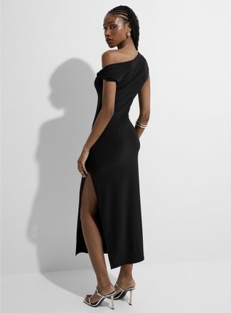 Icone Womens Side slit twisted strap maxi dress