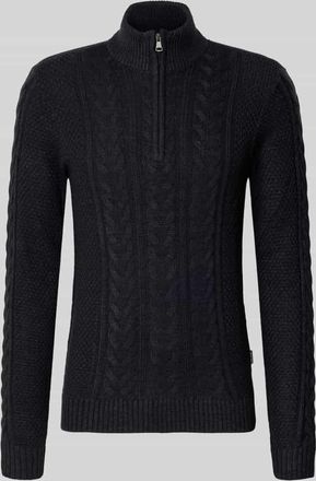 Blend Strickpullover mit Reißverschluss Modell BASIM in Black, Größe 3XL