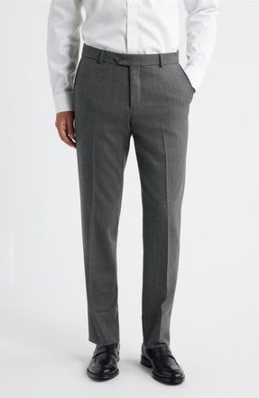 Berle Covert Stretch Worsted Wool Twill Dress Pants in Med Grey at Nordstrom, Size 37
