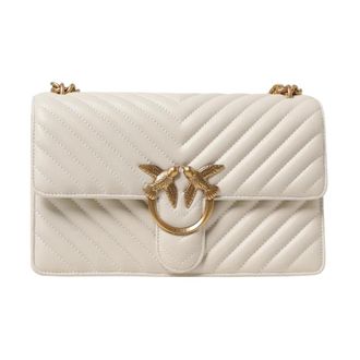 Pinko Pinko, Tassen, Dames, Wit, ONE Size, Leer, Gewatteerde Crossbody Tas Elegant Ontwerp