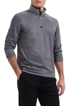 Bugatchi Soft Touch Quarter Zip Pullover in Graphite at Nordstrom, Size Xx-Large