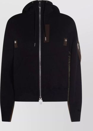 sacai zippered arm pocket hooded sweatshirt