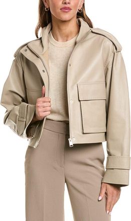 Fleurette Fleurette Zip Front Cropped Leather Jacket