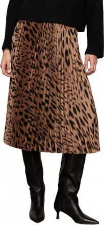 Sanctuary Nostalgia Pleated Midi Skirt In Mocha Leo