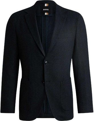 HUGO BOSS Herenblazer van C Jaye met visgraatmotief, reguliere pasvorm, voor formele gelegenheden (Donkerblauw)