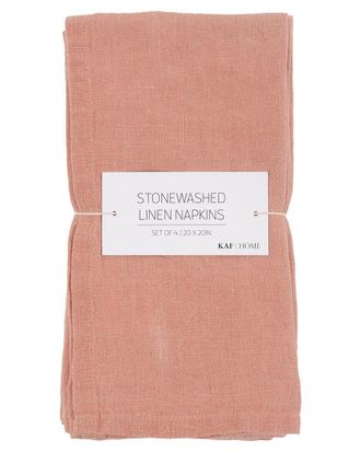 KAF Home Kaf Home Set Of 4 Stonewashed Linen Napkins