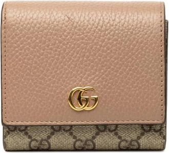 Gucci Pre-owned Vintage Canvas Portemonnee - Dames - Vintage Accessoires - Beige - ONE Size - Leer - Vintage