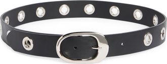 Linea Pelle Grommet Oval Buckle Belt in Black at Nordstrom Rack, Size X-Large
