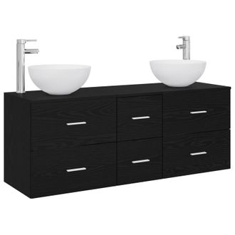 vidaXL Juego De Muebles De Ba&ntilde;o 3 Uds. Roble Negro 49,5 X 41 X 64,5 Cm Vidaxl
