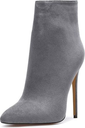 Castamere Womens Zippers Ankle Boots Pointed Toe Stilettos Booties 4.7IN High Heel Grey Suede Shoes UK 5