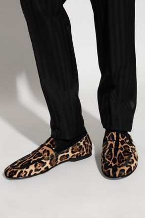 Dolce & Gabbana Loafers With Animal Motif, Mens, Brown