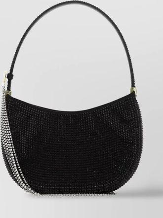 Magda Butrym curved calf leather handbag with rhinestone embellishments