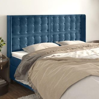 vidaXL Cabecero Con Orejas De Terciopelo Azul Oscuro 163x16x118/128 Cm Vidaxl