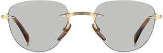 David Beckham 51mm Rimless Square Sunglasses in Gold Brown Horn/Grn Ft Ar at Nordstrom