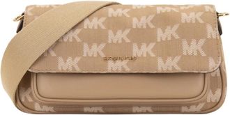 Michael Kors Crossbodytas met geborduurd logo - Dames - Schoudertassen - Beige - ONE Size - Leer - Tassen