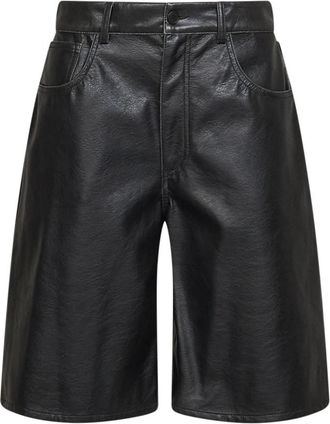 Maison Margiela Shorts van kunstleer tot op de knie - Dames - Korte Broeken - Zwart - XS - Leer - Korte Broeken