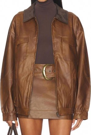 Show me your Mumu Maverick Bomber Jacket In Chestnut Brown