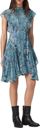 AllSaints Fleur Handkerchief Hem Dress in Vine Lake Blue at Nordstrom, Size 12 Us