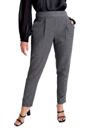 Jessica London Herringbone Straight Leg Pant in Grey Herringbone at Nordstrom, Size 20