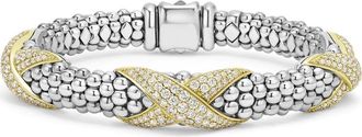Lagos Embrace Pavé Diamond Station Bracelet in Silver at Nordstrom, Size 6.5