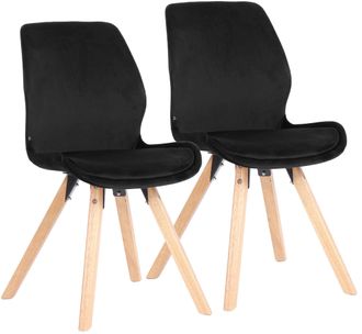 Clp Set De 2 Sillas De Comedor Luna Negro Terciopelo