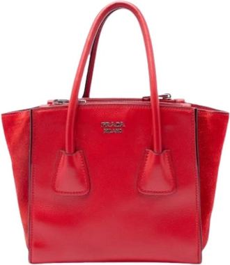 Prada Pre-owned Handbags, female, Red, Size: ONE SIZE Pre-owned Twin Pocket Satchel