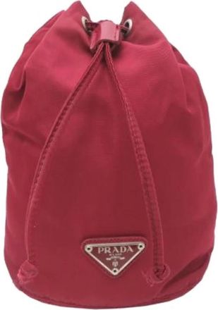 Prada Pre-owned Bucket Bags, female, Red, Size: ONE SIZE Pre-owned Vintage Nylon Pouch