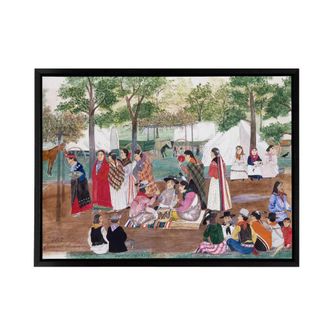 Artery8 Spybuck Shawnee Chicken Dance Framed Canvas Wall Art Print | Size: W24 x H32