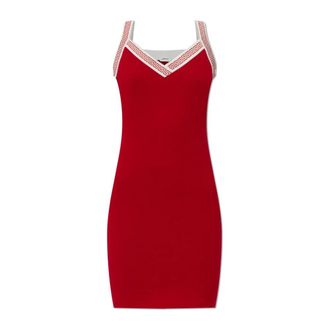 Versace Short Dresses, female, Red, Size: 2XS Jacquard Stretch Cotton-Jersey Mini Dress
