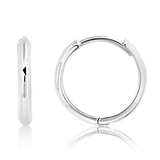 MAX + STONE 14K Yellow Gold 14mm Domed Style Huggie Hoop Earrings with Hidden Post Hinged Closure