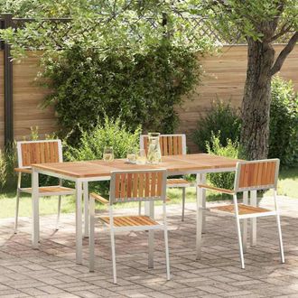 Berkfield Home 5 Piece Garden Dining Set Solid Wood Acacia in Brown