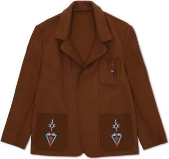 Fortela Woven Embroidered Patch Pocket Jacket in Brown at Nordstrom, Size 40 Eu