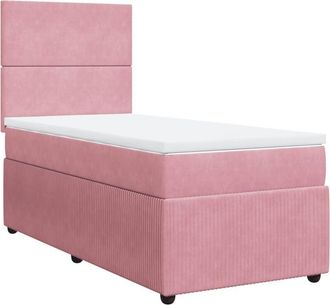 vidaXL Cama Box Spring Con Colch&oacute;n Terciopelo Rosa 100x200 Cm Vidaxl