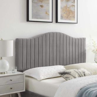Casa Serenity Silver Plush Small Double 26 inch Strutted Headboard