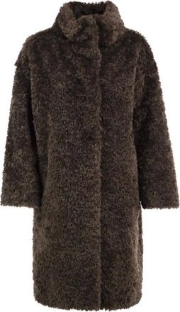 Herno Jas van imitatiebont en shearling - Dames - Jassen - Bruin - Maat: L Zijde