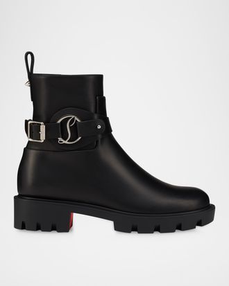 Christian Louboutin Dianouchette Leather Red Sole Ankle Booties