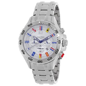 Nautica Flag Chronograph Quartz Silver Dial Mens Watch N20503G