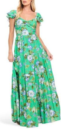 Flying Tomato Flutter Sleeve Maxi Dress in Teal at Nordstrom Rack, Size Medium