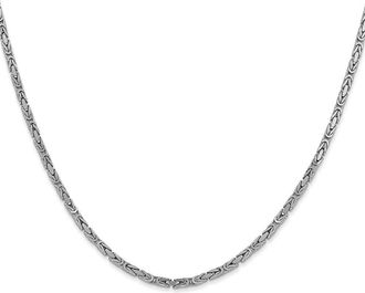 Diamond2Deal 14K White Gold 2mm Byzantine Chain Necklace