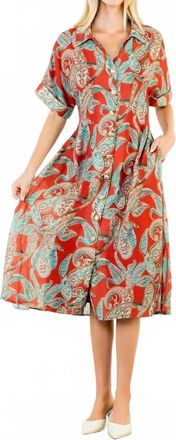 THML Clothing Collared Midi Sheer Dress In Rust