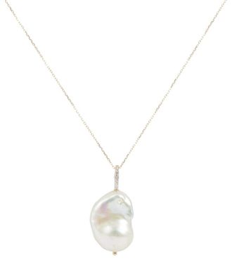 Mateo Bijoux 14kt gold necklace with Baroque pearl and diamonds