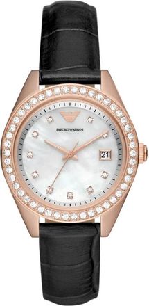 Emporio Armani Elegant Rose Gold Quartz Analog Watch - Dames - Horloges - Roze - ONE Size - Accessoires