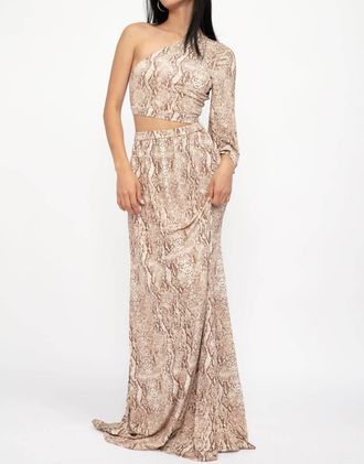 L'agence Fontana One Shoulder Dress In Neutral Multi Cobra