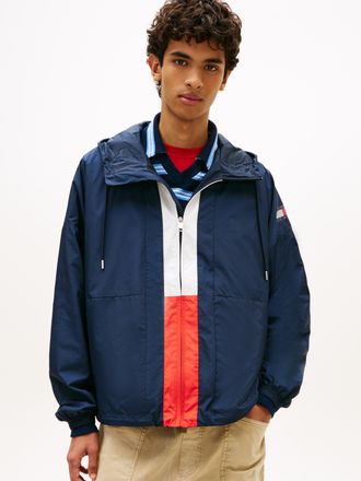 Tommy Jeans Windbreaker TOMMY JEANS CHICAGO FLAG, Herren, Gr. XXL, schwarz night navy, Web, Obermaterial: 100% Polyester, unifarben, regular fit normal, Rundhals,
